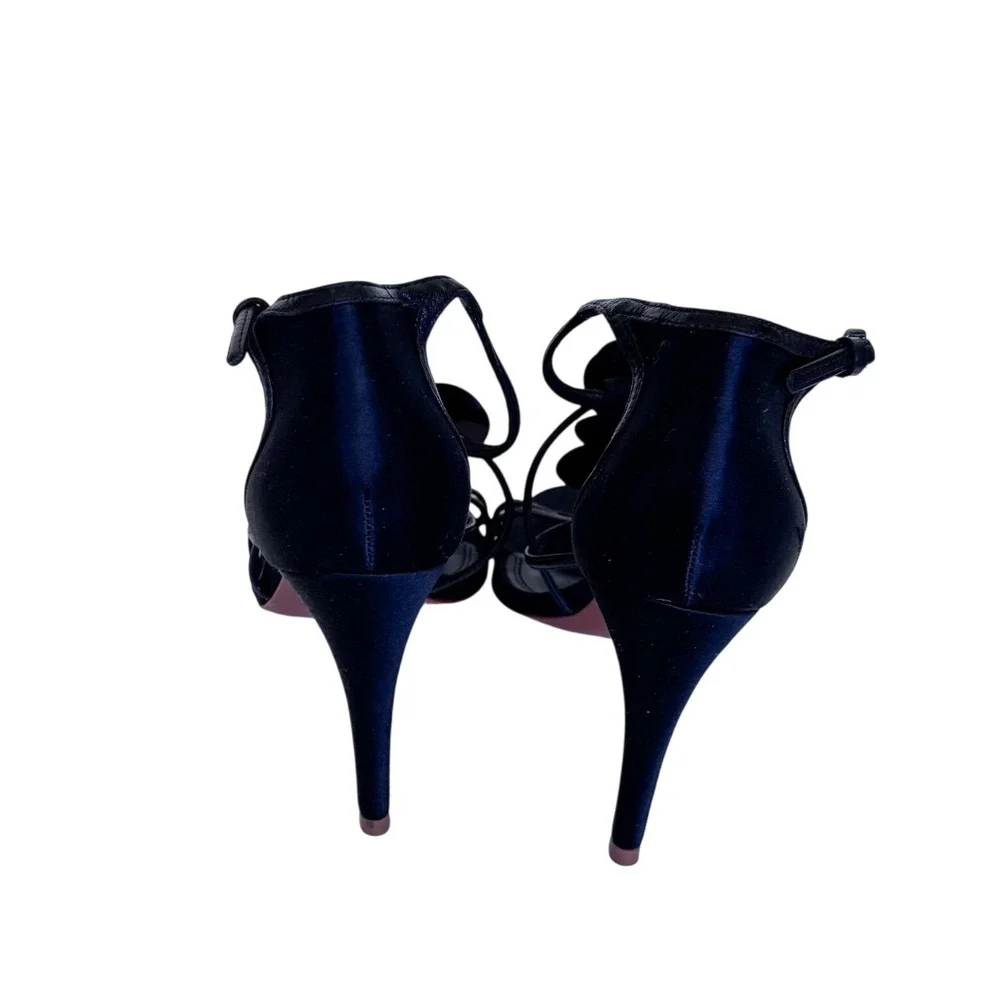 Tory Burch Womens Floral Statement Stiletto‎ Sandal Heels 6.5M Black Formal